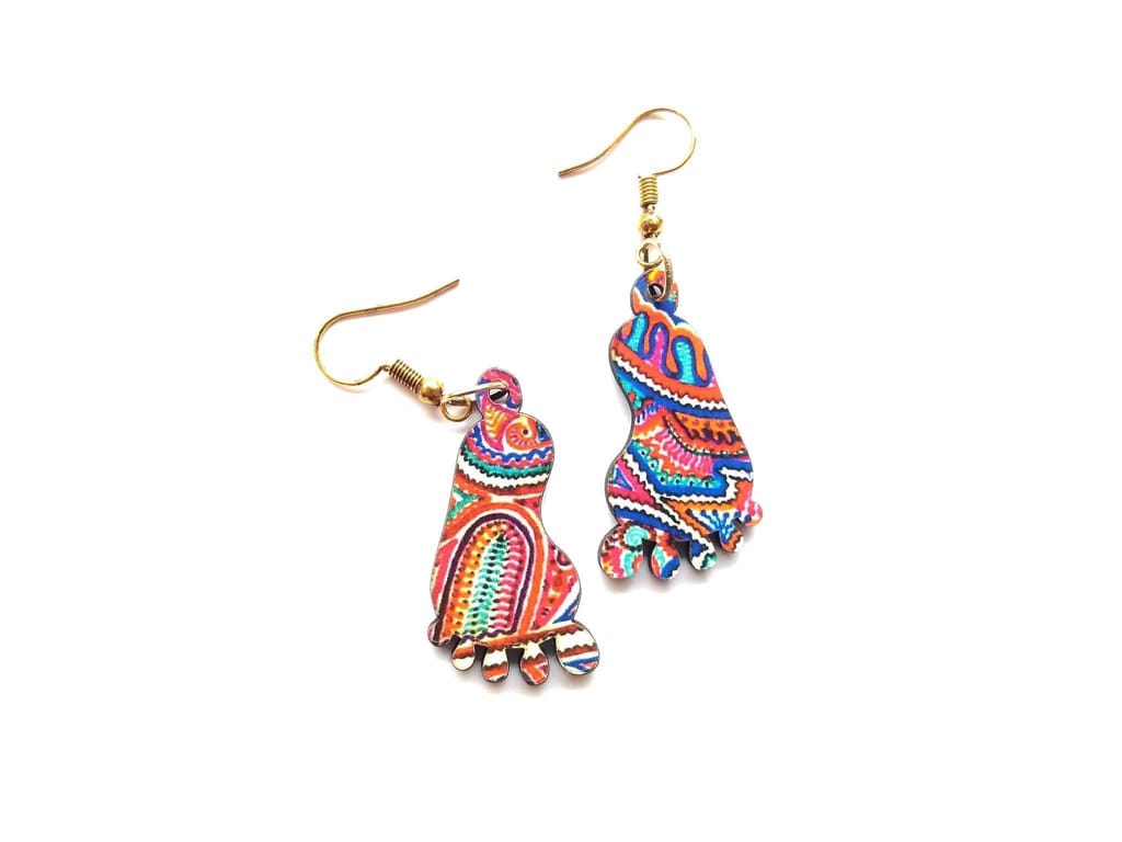 Artwork Wooden Earrings - Lakshmi Padam earrings in assorted Artworks view 2