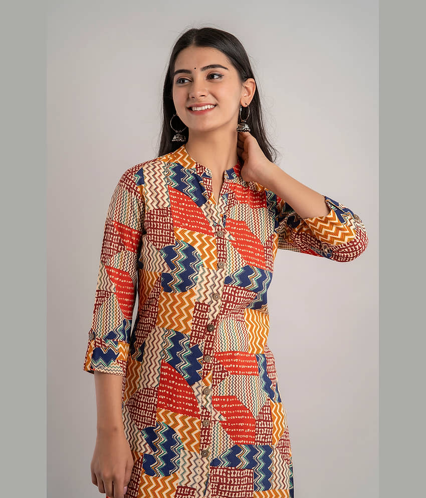 MAUKA - Multicolor Rayon Women's Front Slit Kurti ( Pack of 1 ) view 2