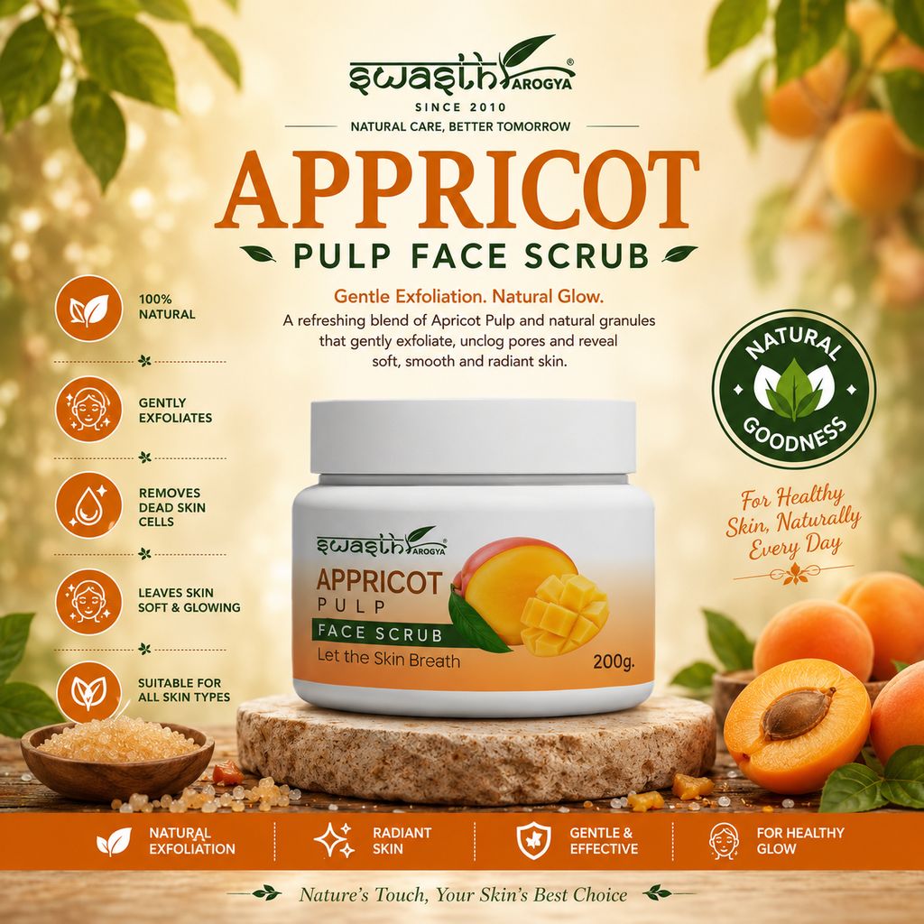 Swasth Arogya Appricot Pulp Face Scrub || Pigmentation || Skin Dirt Pores || Acne || Dirt And Oil || Pack Of 1 Jar Appricot Pulp Face Scrub (200gm.) view 2