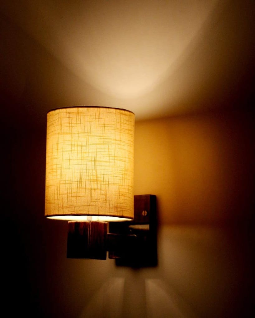 LIGHT ANGLE Wooden Decorative Surface Mounted Wall Lamps for Home Decoration and Bedroom (Beige) view 2