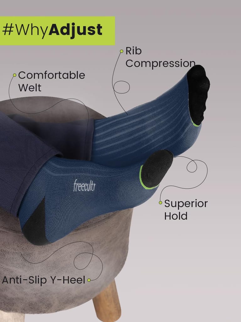 Freecultr Ankle Socks | Breathable Bamboo Fibre | Odour Resistant | Thermo Regulated | Moisture Wicking | Anti-Slip Y-Heel | Soft & Comfortable Set of 3 Navy view 2