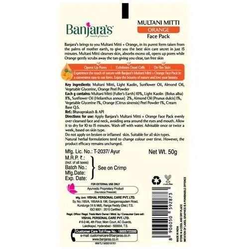 Banjara's Multani Mitti + Orange Face Pack, 50 gm view 2