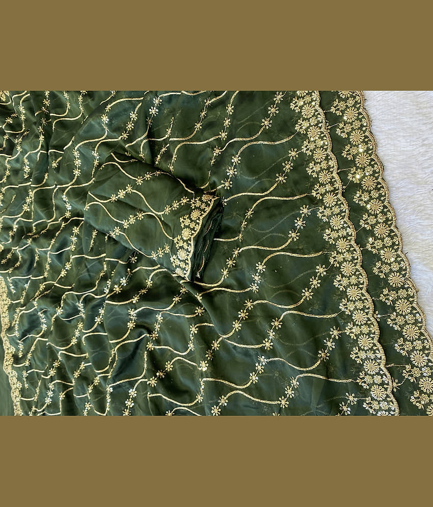 ofline selection Georgette Embroidered Regular Saree With Unstitched Blouse Piece ( Cream ) view 2