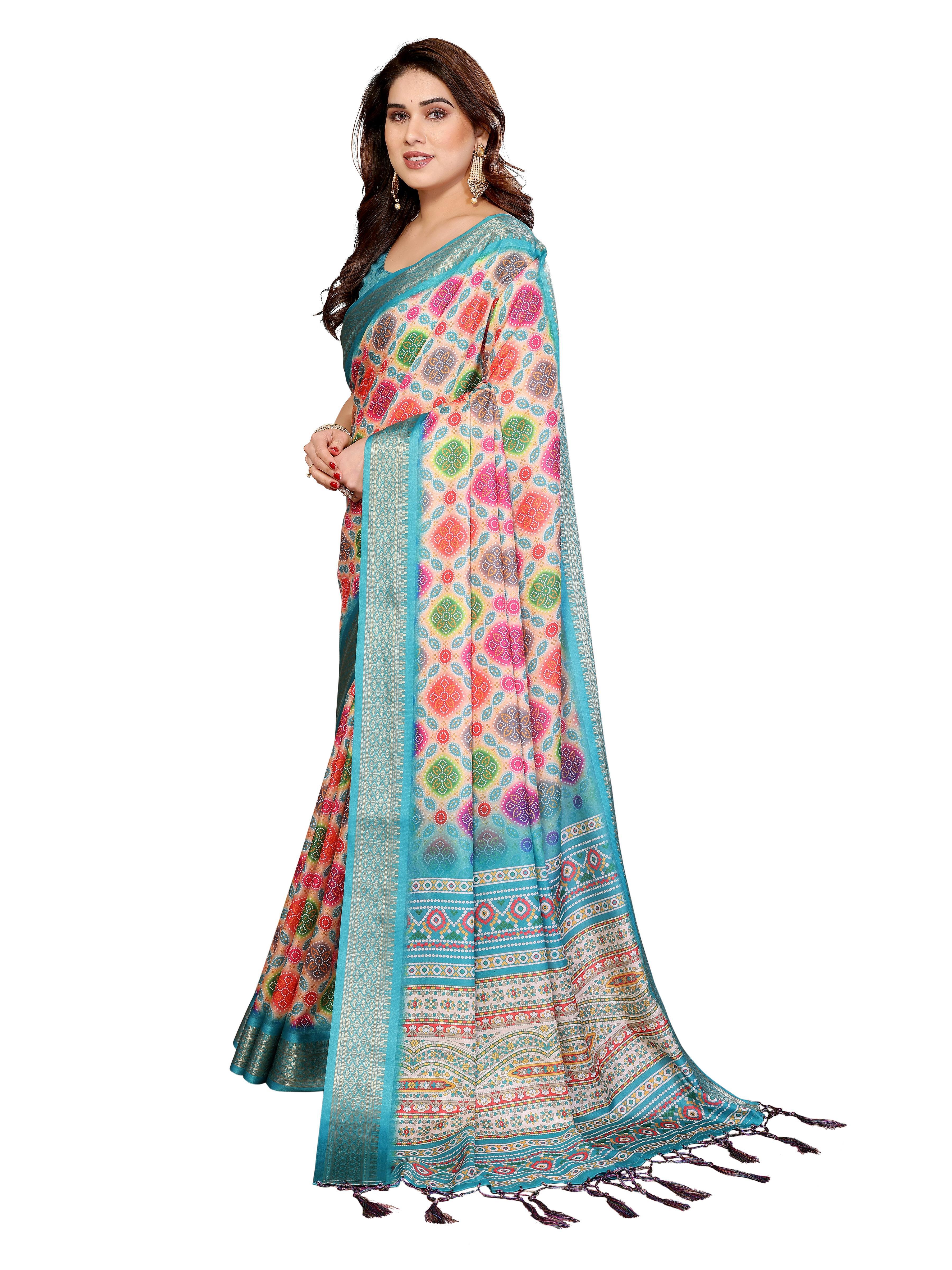 Premium Soft Cotton Silk Bandhej Print Saree view 2
