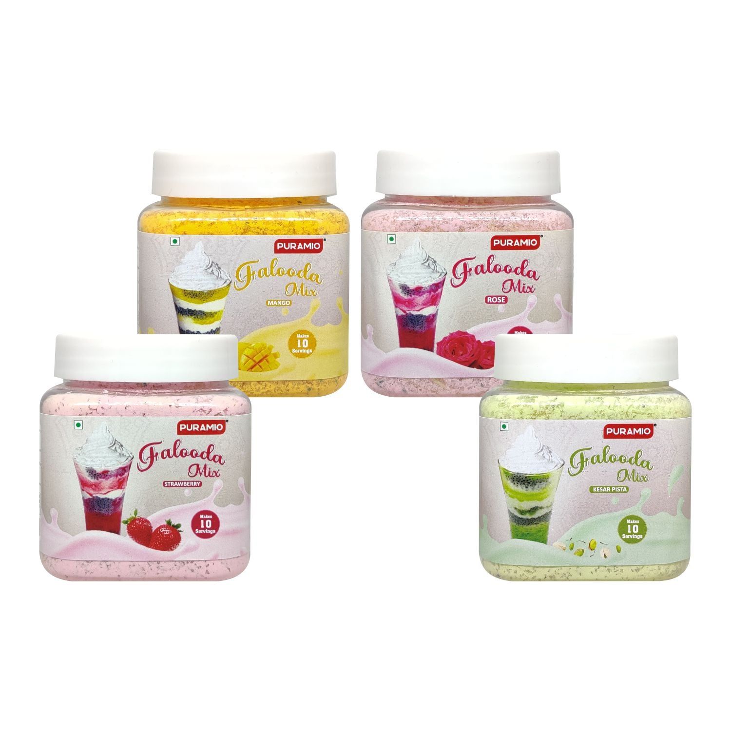 Puramio Falooda Mix Combo Pack (Strawberry, Rose, Mango & Kesar Pista), 500 gm Each - Pack of 4 view 2