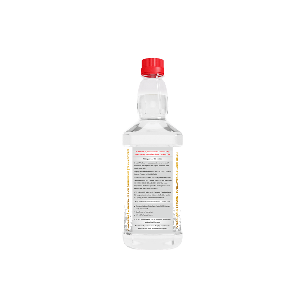 IndicWisdom Wood Pressed Virgin Coconut Oil 1 Liter (Cold Pressed Coconut Oil - Extracted on Wooden Churner) view 2
