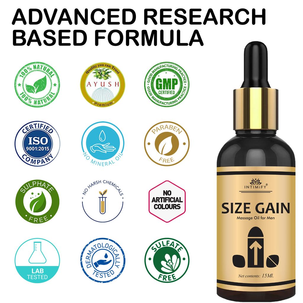 Intimify Size Gain Oil to Increase Size and Thickness, Increase Length, Time Booster, Extra Pleasure, Extra Stamina & Power view 2