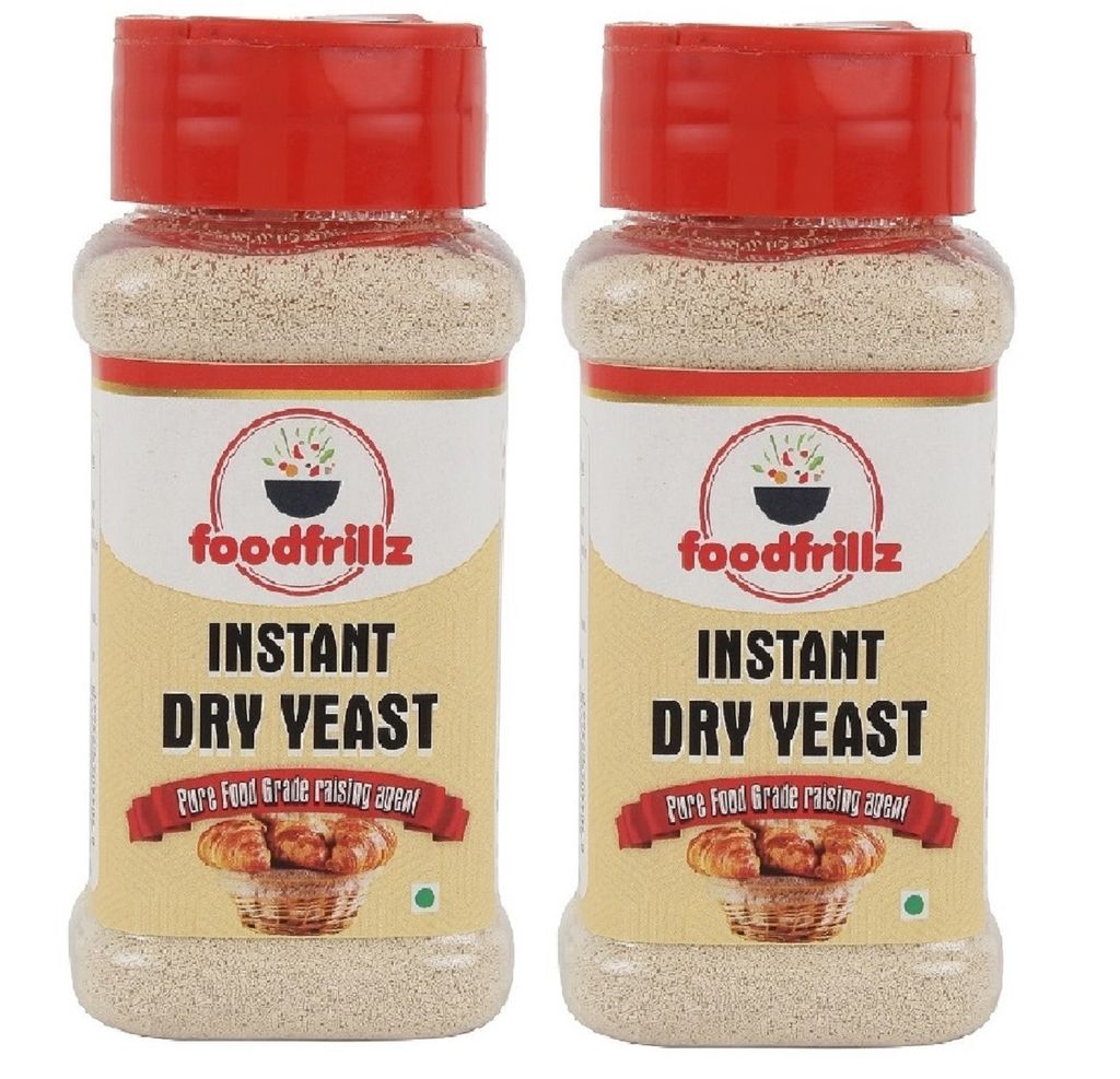 foodfrillz Instant Dry Yeast, 200 GMS (100 g x 2) Active Dry Yeast for Baking, Making breads, Pizza Base, Raising Dough and Wine