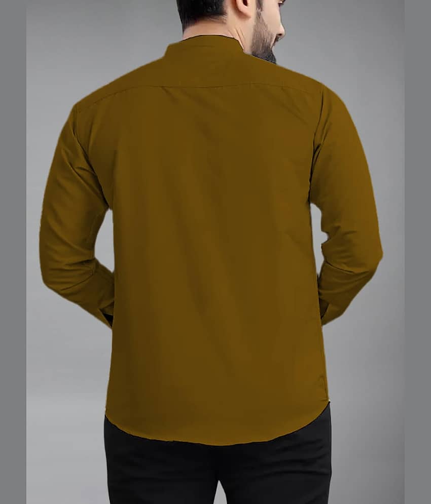 UNI VIBE Cotton Blend Slim Fit Solids Full Sleeves Men's Casual Shirt - Coffee ( Pack of 1 ) view 2