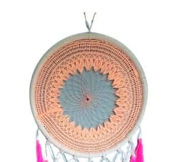 Handmade Boho Style Dream Catcher Wall Hanging with Decorative Pink Tassels view 2
