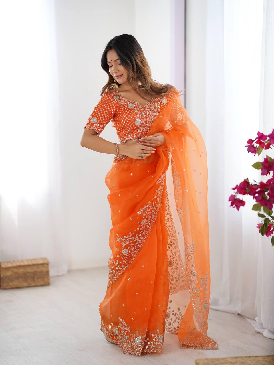 Organza Silk Saree for Weddings view 2