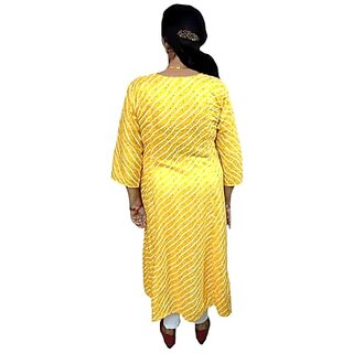 Prabha Apparels Women Printed Polyester A-line Kurti (Yellow) view 2