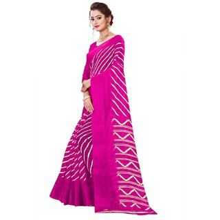 Pink Colour Cotton Bandhani Printed Saree view 2