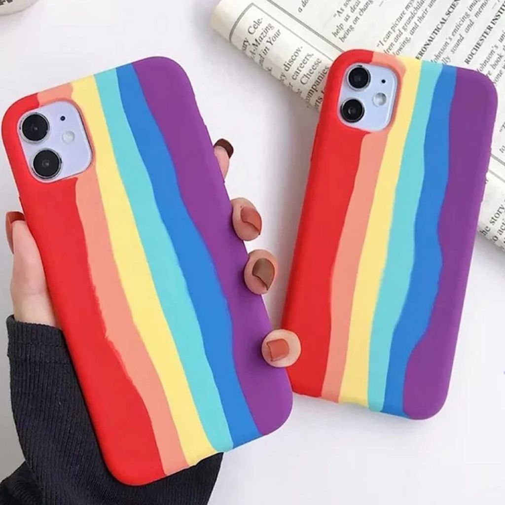 Generic Rainbow Colourful Silicone Soft Back Case Cover For iPhone 12 Pro Max (6.7") Back Cover, Shock-Absorbing, Scratch-Resistant, Matte Finish (Multicolour) view 2