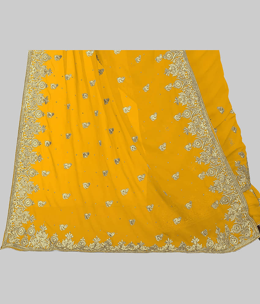 Om Shantam Sarees Georgette Embellished Saree With Unstitched Blouse Piece ( Pink ) view 2