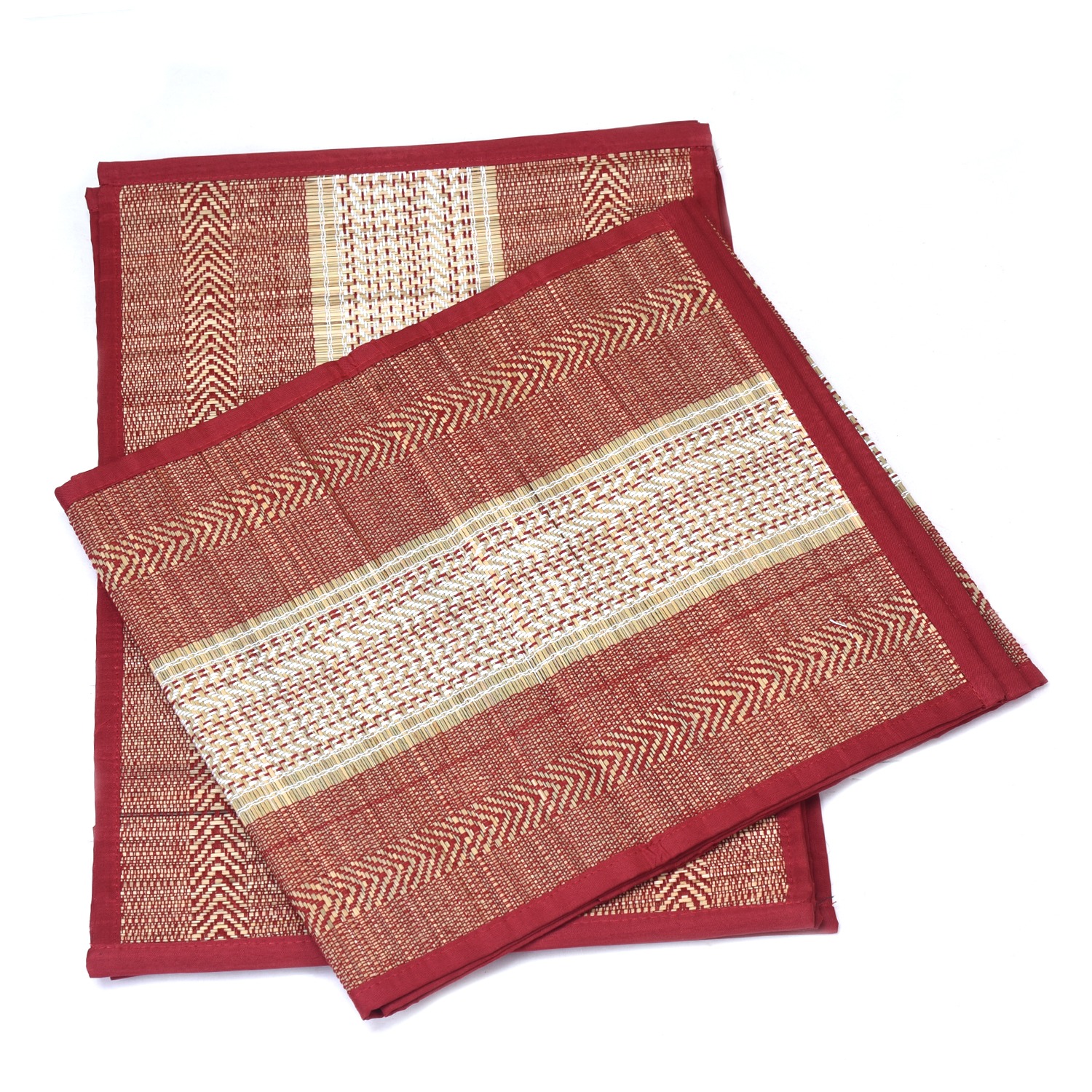 Elegant Handloom Table Mat Set - 6 Mats, 1 Runner & 6 Coasters in Black & White