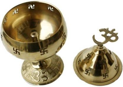 Brass Covered Jyoti Diya. Jyoti no 4 Height 12 Cm. view 2