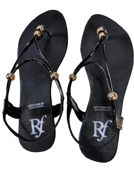 Black Beaded Strap Sandals view 2