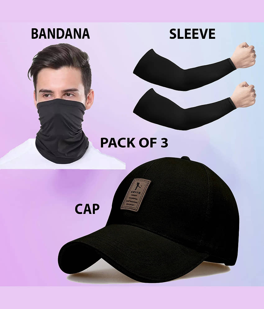 Bolax Pack of 3 Cotton Men's Cap ( Black )