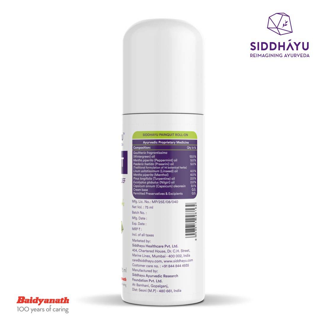 Baidyanath Siddhayu Painquit Roll On 75 Ml view 2