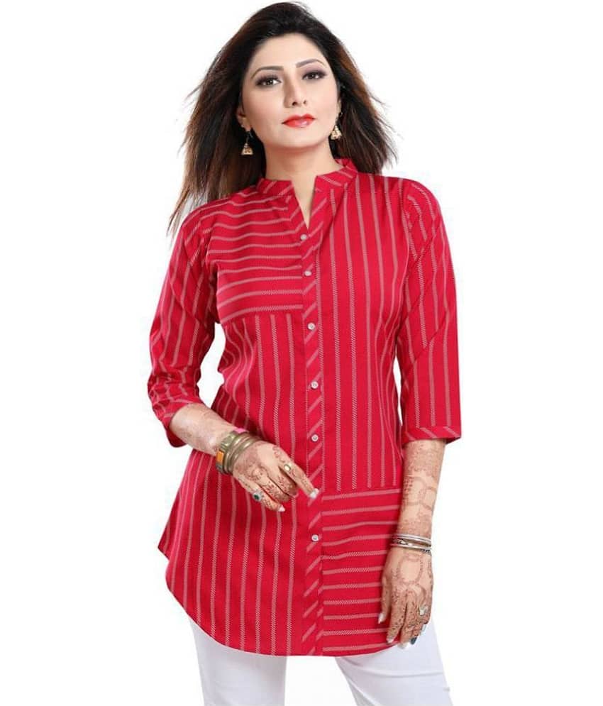 Meher Impex Red Crepe A-line Kurti view 2