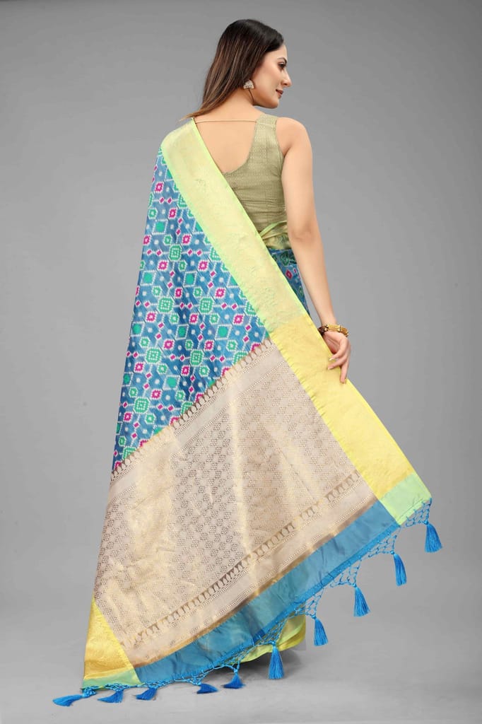 Silk Zone Women's Ikkat Woven Saree With Unstiched Blouse Piece view 2