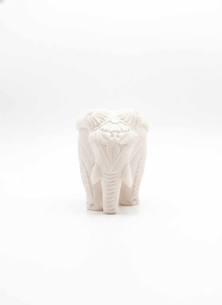 Intricately hand-carved Marble Elephant 3.5 Inches Home decor view 2