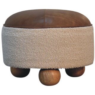 Cream Boucle Buffalo Footstool view 2