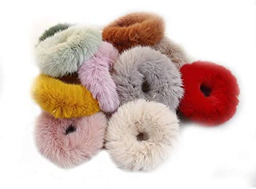 Pack of 12 Fur Design Rubber Bands for Hair Rubber Band (Multicolor)