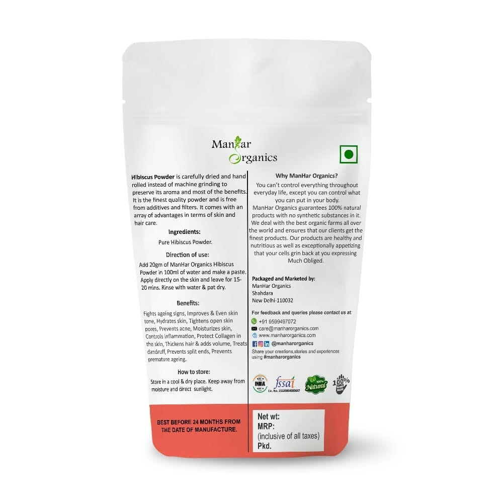 ManHar Organics Hibiscus Powder 1KG– Natural Flower Powder for Hair Growth & Radiant Skin | Herbal Remedy for Dandruff, Acne & Oil Control view 2