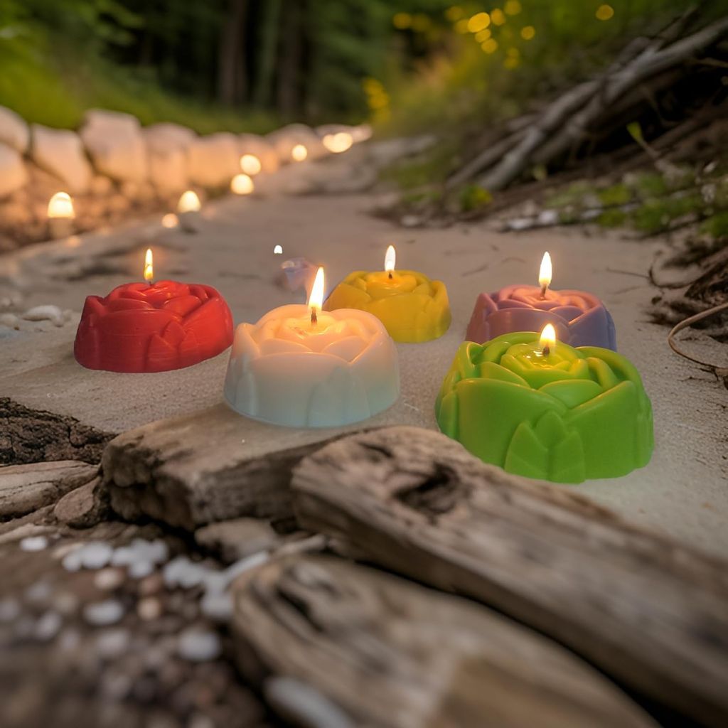 SS Enterprise Rose Flower Shaped Soy Wax Candles, Set of 6, Multicolour, Large Size, Organic, Smokeless, for Diwali, Home Decor, Christmas, Birthday Decoration view 2