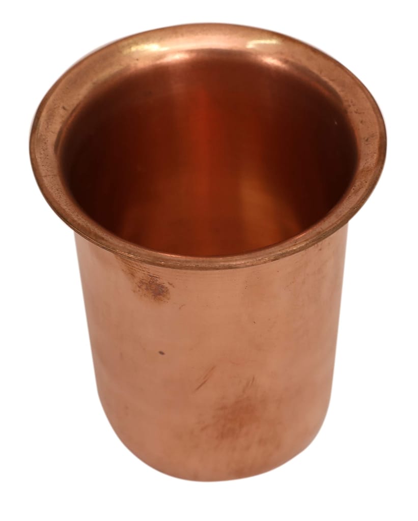 Poompuhar Copper Tumbler (3 inch x 3 inch x 5.5 inch) view 2