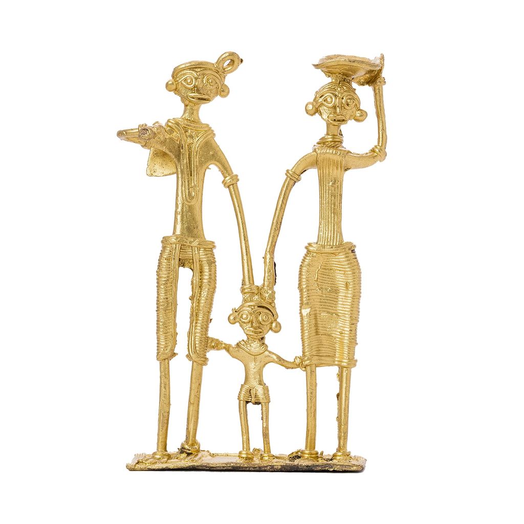 SOWPEACE Handcrafted dhokra Art Family T1 “Family First” Brass showpiece, Premium Artisan Made Tabletop Home Decor for Living R view 2