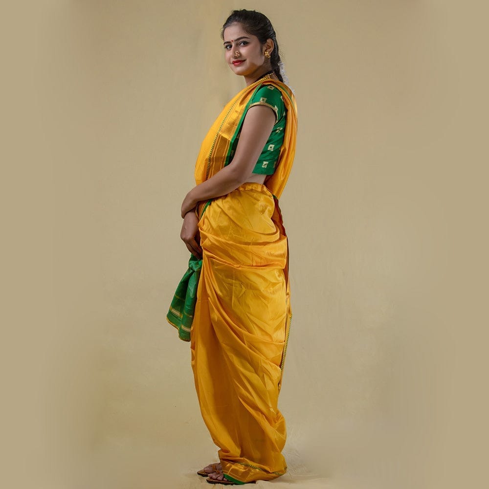 Readymade Yellow Nauwari Saree view 2