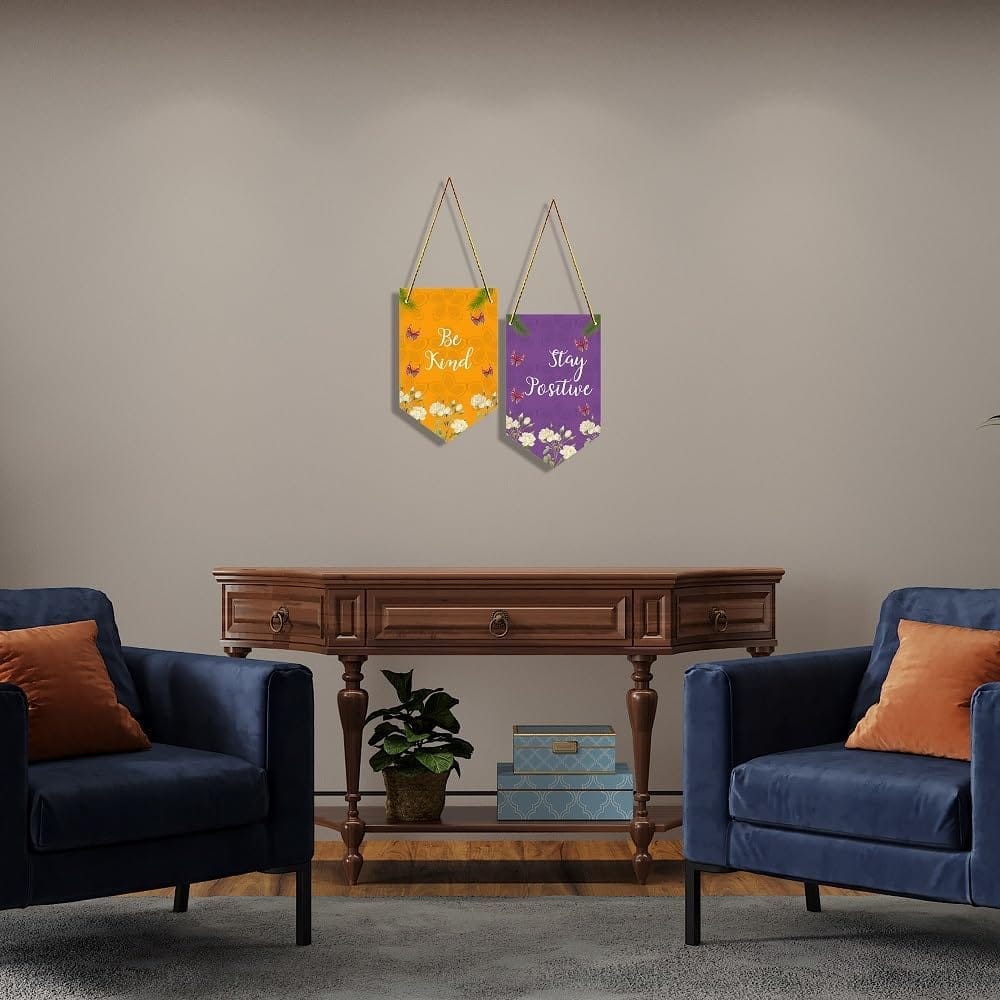 Charmor BeKind Stay Positive Decorative Wall Hanger for Living Room | Bedroom | Office | Gift | Home Decoration | Home Decor Items (WH3506, Set of 2) view 2