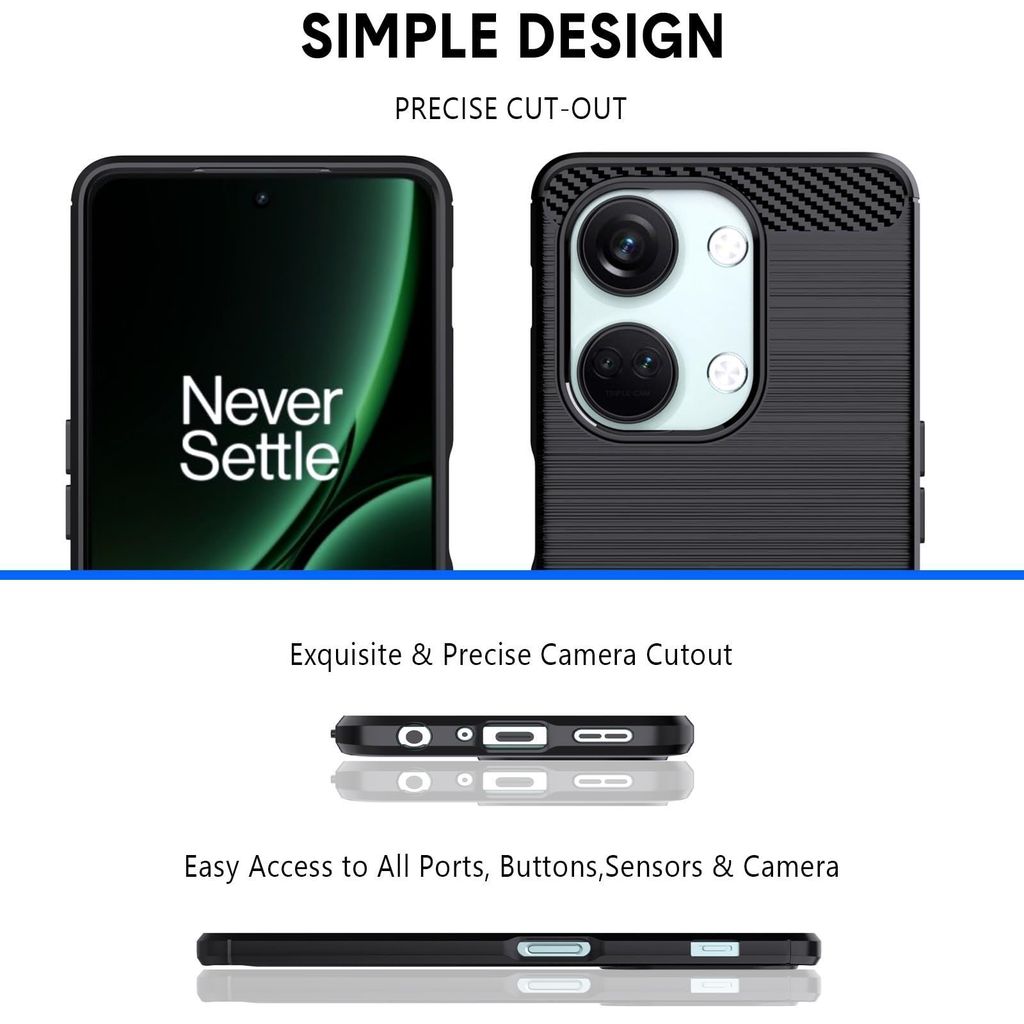 Natbok Compatible with OnePlus Nord 3 Case, Flexible TPU [Brushed Texture] [Anti-Slip] Shockproof Military Protection Bumper Phone Case,Slim Case Cover for OnePlus Nord 3,Black view 2