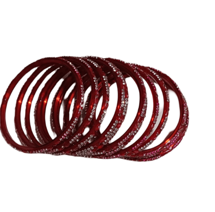 Stunning Red and White Rhinestone Bangle Set view 2