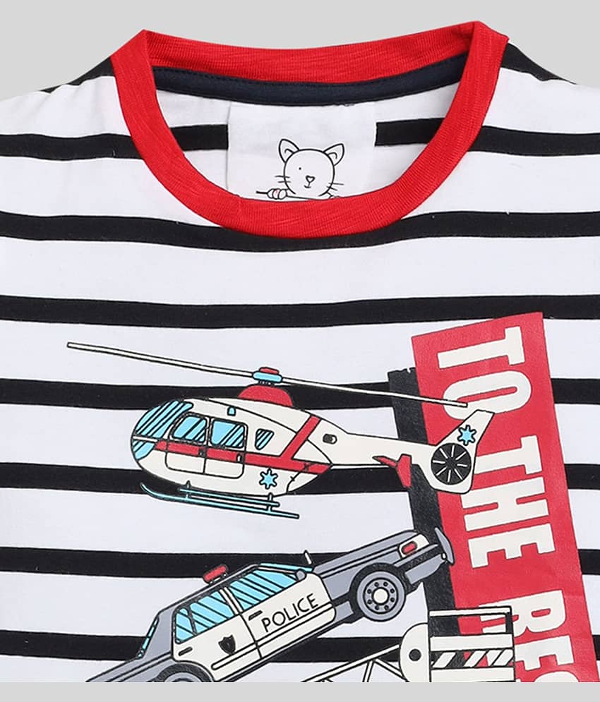 Lazy Shark Pack of 1 Boys Cotton Blend T-Shirt & Shorts Set ( White ) view 2