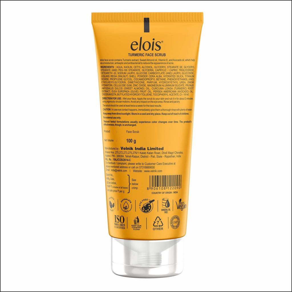 Elois Turmeric Face Scrub For Men and Women Fairness & Deep Cleansing for Face Tan Removal 100gm view 2