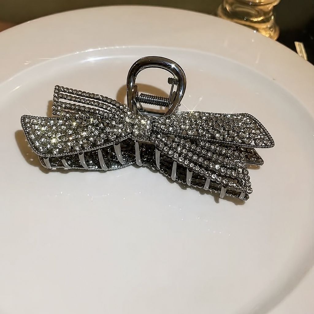 Luxury Crystal Bow Hair Claw Clip view 2