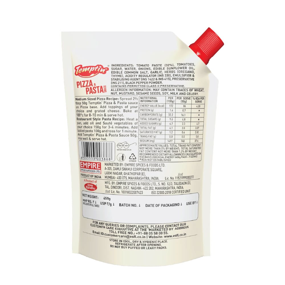 Temptin Pizza & Pasta Sauce - 450G view 2
