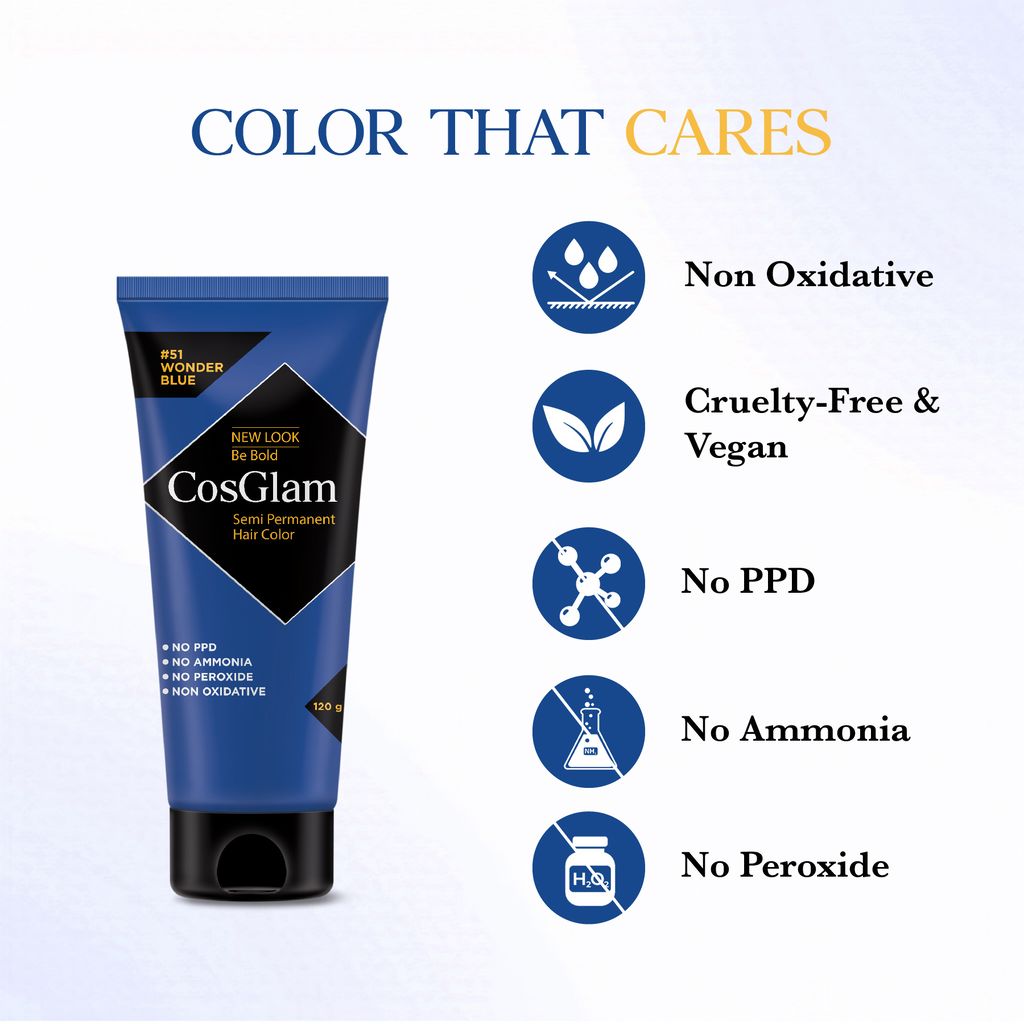 COSGLAM Semi Permanent Hair Color Wonder Blue 120g and Hair Highlighter Kit 115g, Highlights Hair Dye view 2