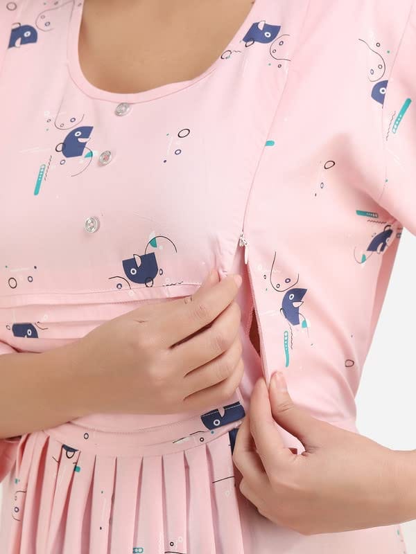 KOI Pink Rayon Summertime Maternity Casual Dress L view 2