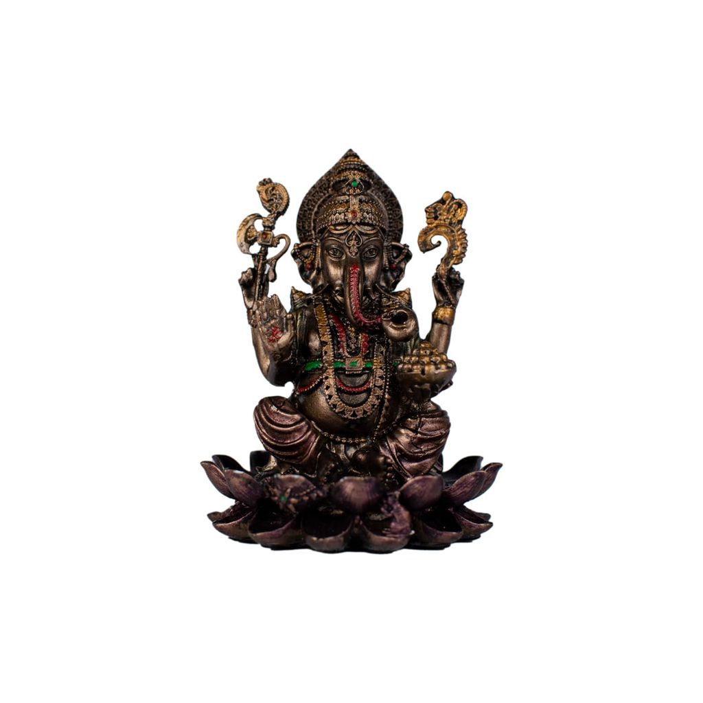 Craftlayout Resin Ganesha Idol Sitting On Lotus with Bronze Finish 4 Inch view 2