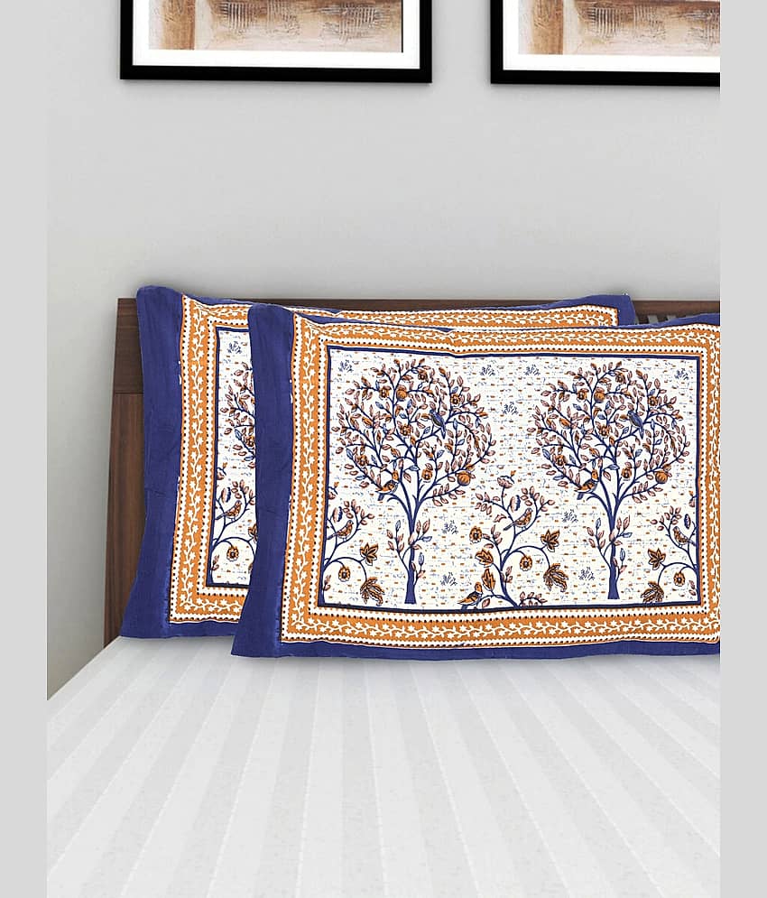 AJ Home - Pack of 2 Cotton Floral Regular Pillow Cover ( 68.58 cm(27) x 43.18 cm(17) ) - Blue view 2