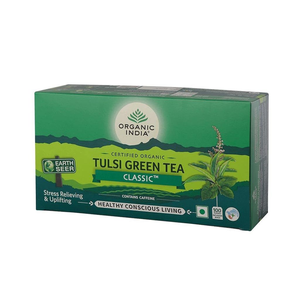 Organic India Tulsi Green Tea Classic 100 Teabags view 2