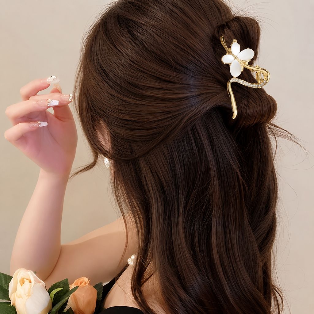 Blubby Gold Butterfly Flower Hair Claw view 2