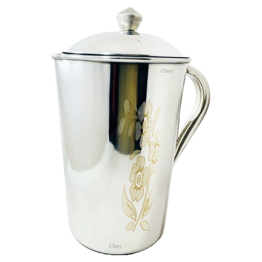 Fancy Stainless Steel Flower Desing Printed Jug 2 Ltr view 2