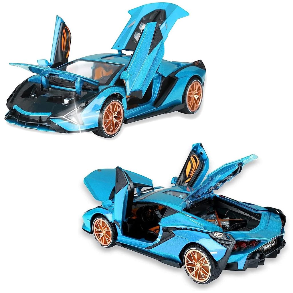 KTRS ENTERPRISE 1:24 Scale Diecast Metal Pullback Lambrgini Car Luxery Sports Car with Openable Doors Bonnet & Trunk and Light Sound Features view 2