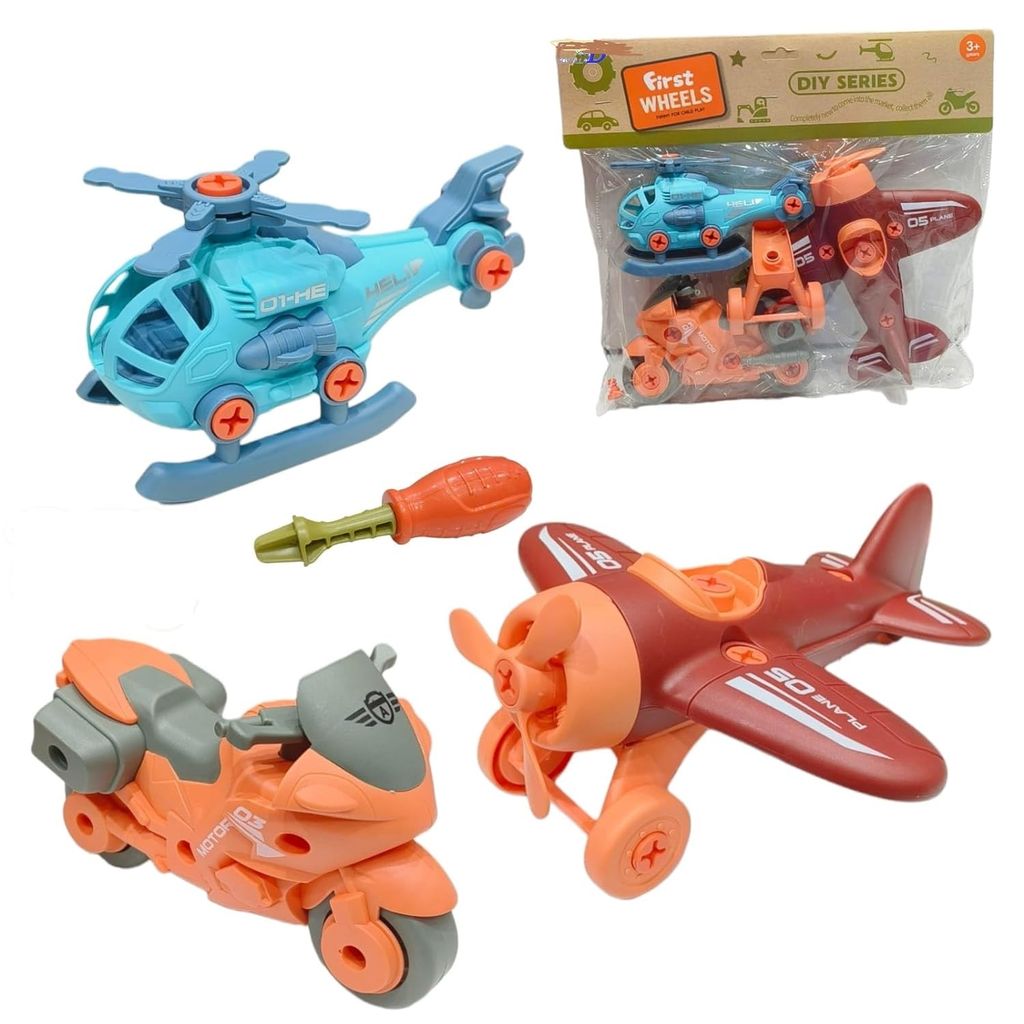 KTRS Enterprise DIY Assembling Trucks Helicopter,Scooter Bike & Plane Toy 3 piece Set view 2